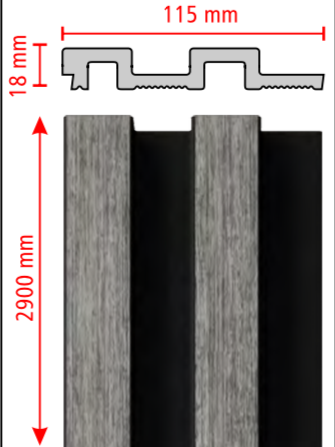 Polymer wall panel grey wood effect interior wall cladding panel