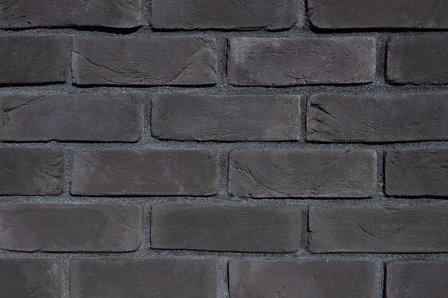 Quick Stone Smooth Brick QS-S2 Anthracite, koyu antrasit tonlarında modern dekoratif kültür tuğlası, iç ve dış cephe duvar kaplama